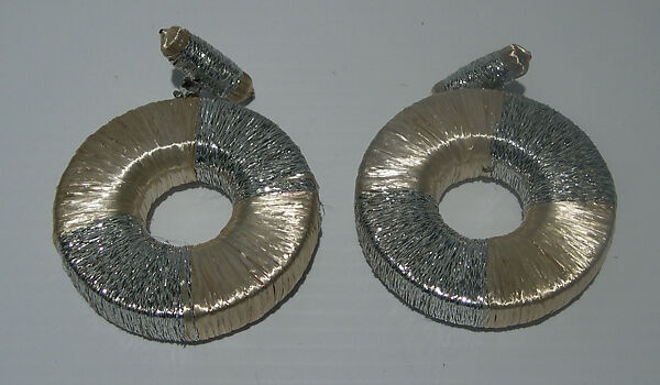 Earrings, Giorgio di Sant&#39;Angelo (American, born Italy, 1933–1989), synthetic fiber, metal, American 