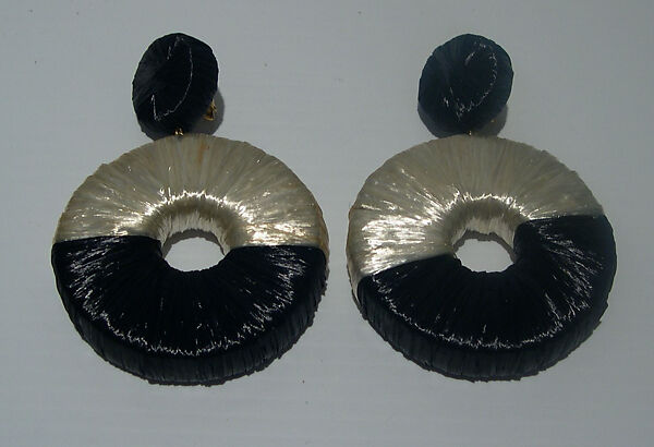 Earrings, Giorgio di Sant&#39;Angelo (American, born Italy, 1933–1989), synthetic fiber, metal, American 