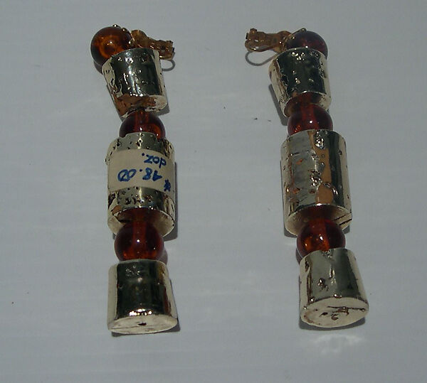 Earrings, Giorgio di Sant&#39;Angelo (American, born Italy, 1933–1989), cork, plastic, metal, American 