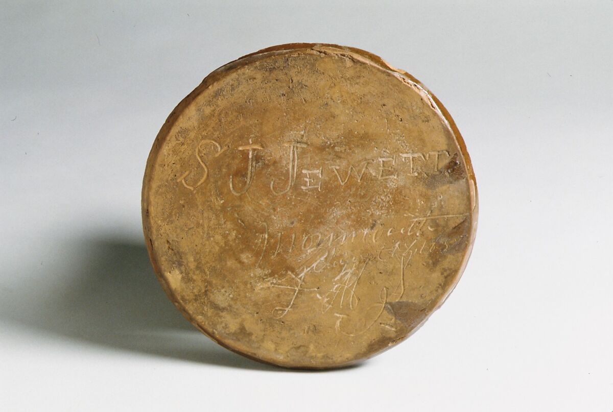 Jar, John M. Safford (1811–1880), Earthenware; Redware with stamped decoration, American