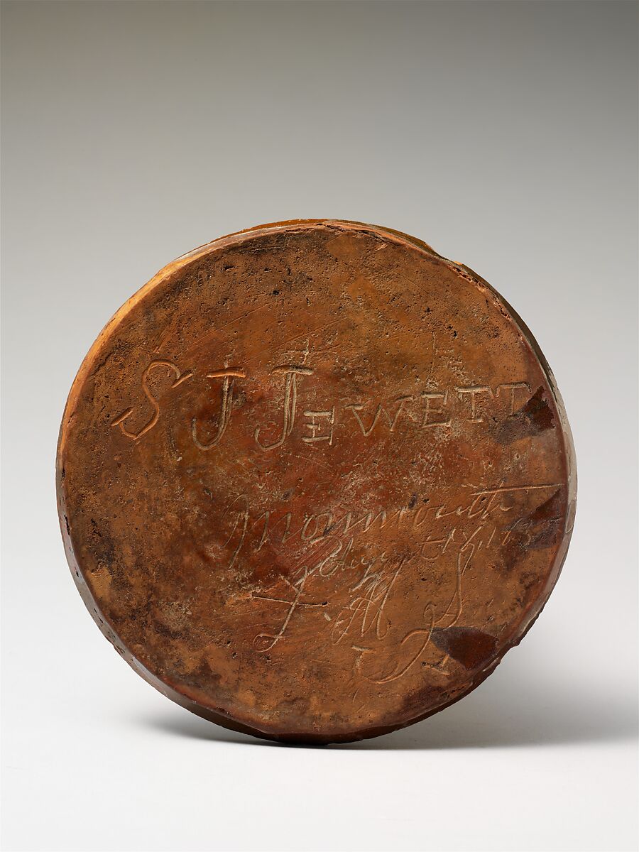 Jar, John M. Safford (1811–1880), Earthenware; Redware with stamped decoration, American