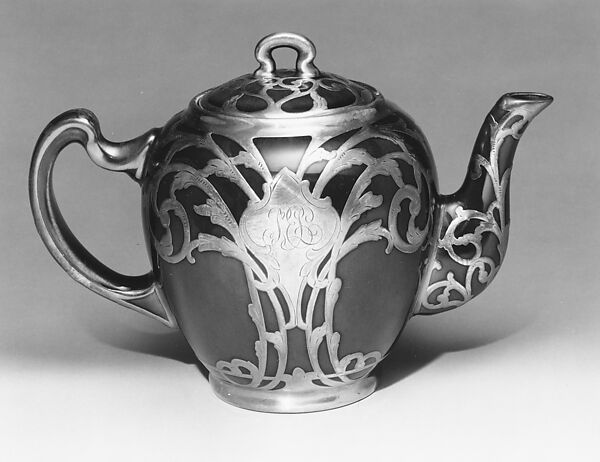 Teapot, Lenox, Incorporated (American, Trenton, New Jersey, established 1889), Porcelain, silver overlay, American