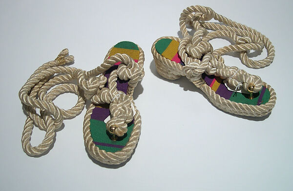 Sandals, Giorgio di Sant&#39;Angelo (American, born Italy, 1933–1989), synthetic fiber, cotton, metal, American 