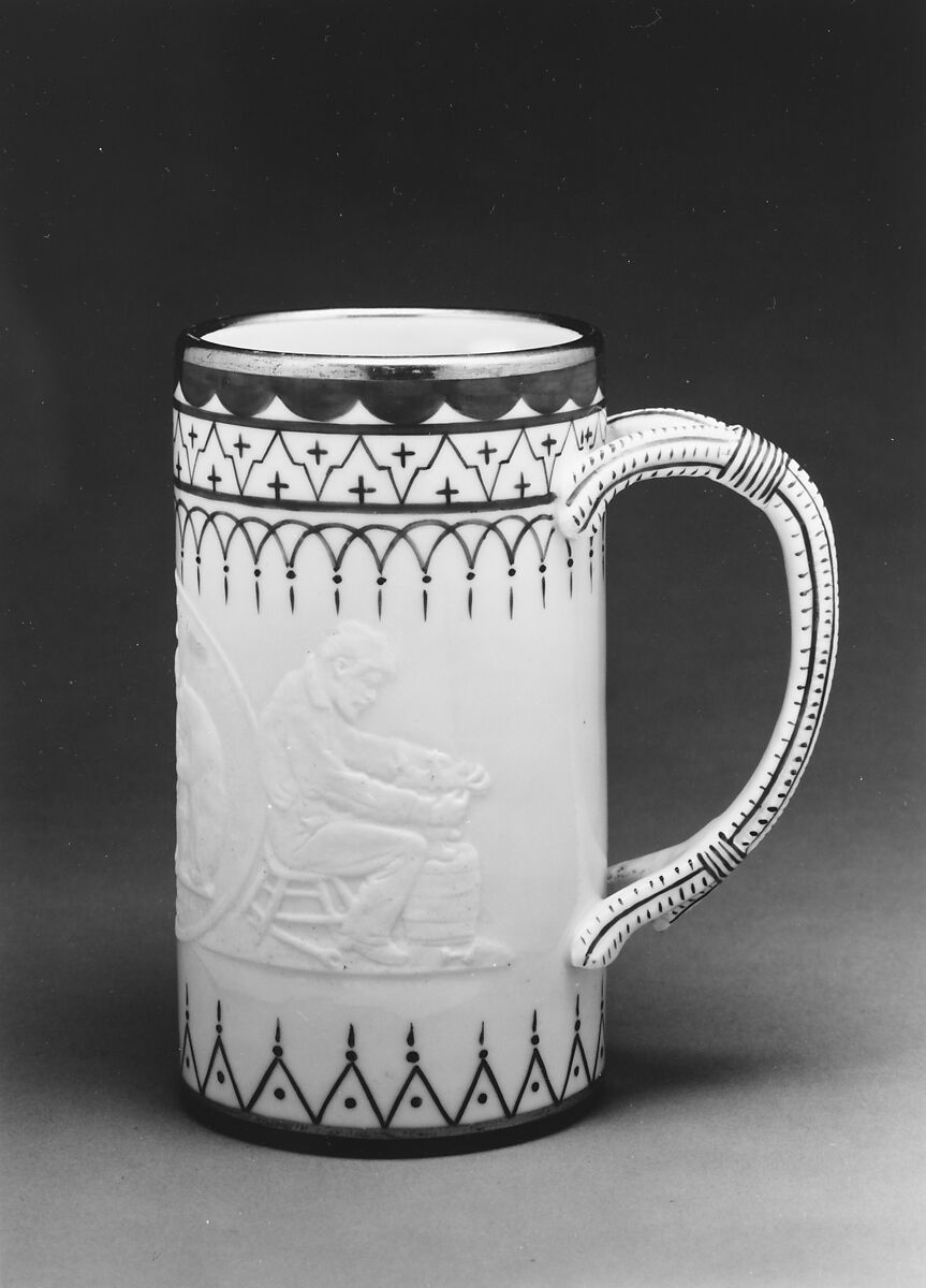 Mug, Designed by Karl L. H. Müller (American, 1820–1887), Porcelain, American
