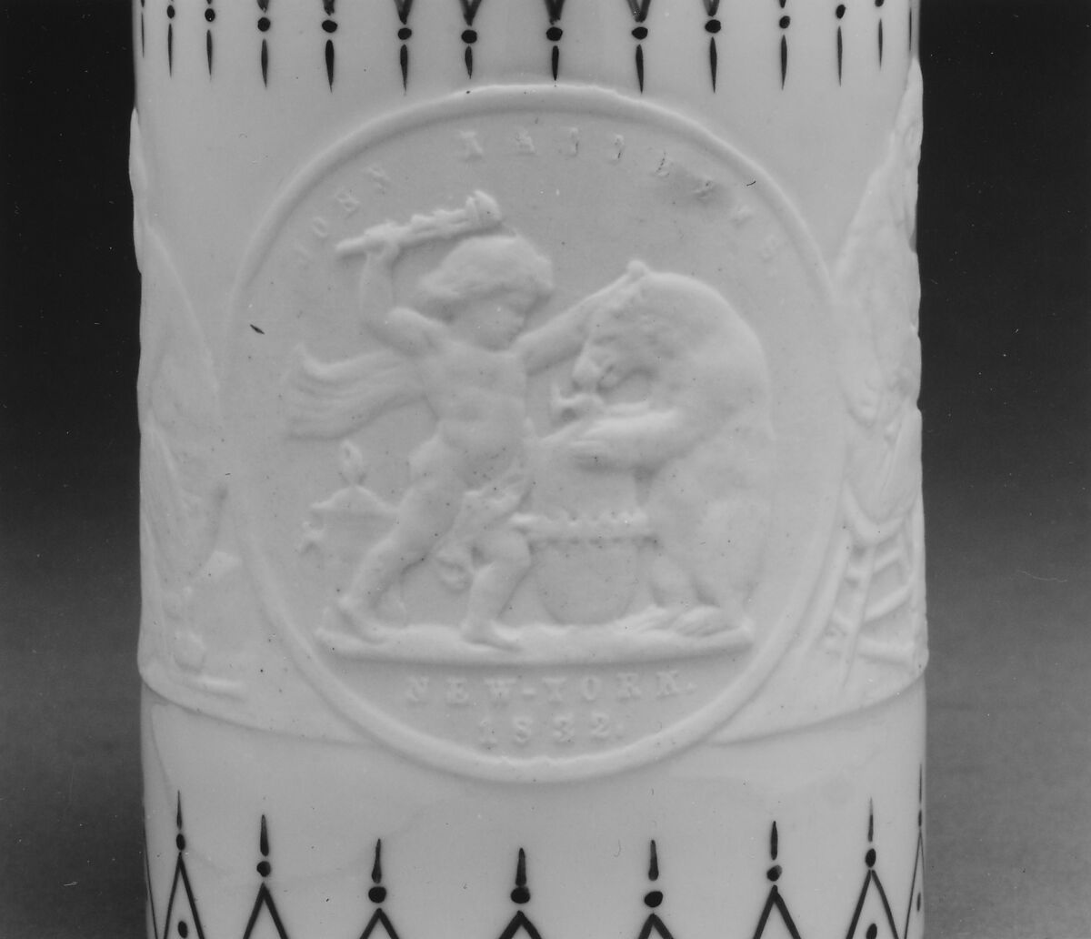 Mug, Designed by Karl L. H. Müller (American, 1820–1887), Porcelain, American