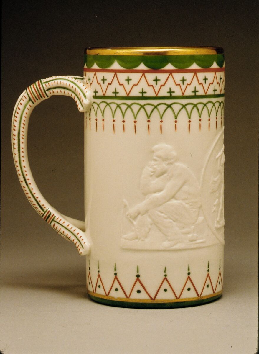 Mug, Designed by Karl L. H. Müller (American, 1820–1887), Porcelain, American