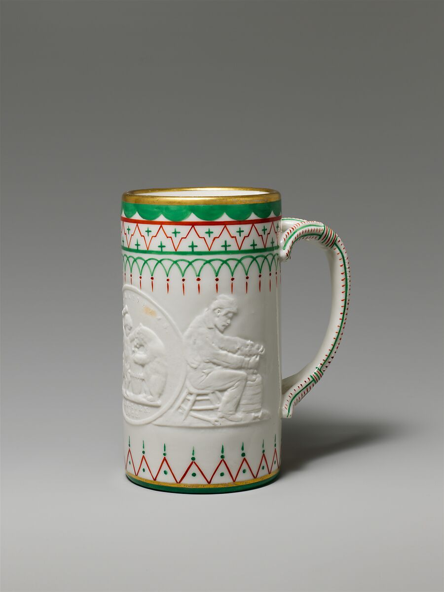 Mug, Designed by Karl L. H. Müller (American, 1820–1887), Porcelain, American