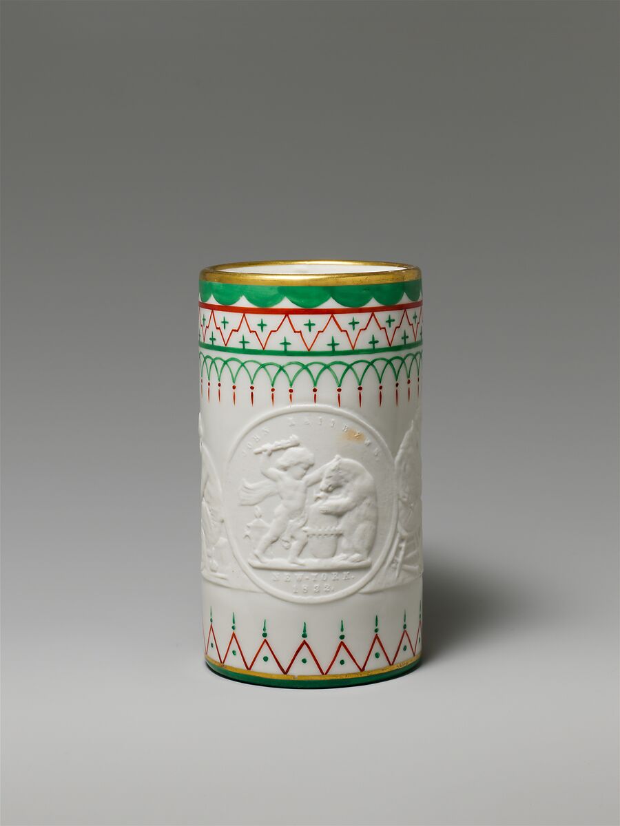 Mug, Designed by Karl L. H. Müller (American, 1820–1887), Porcelain, American