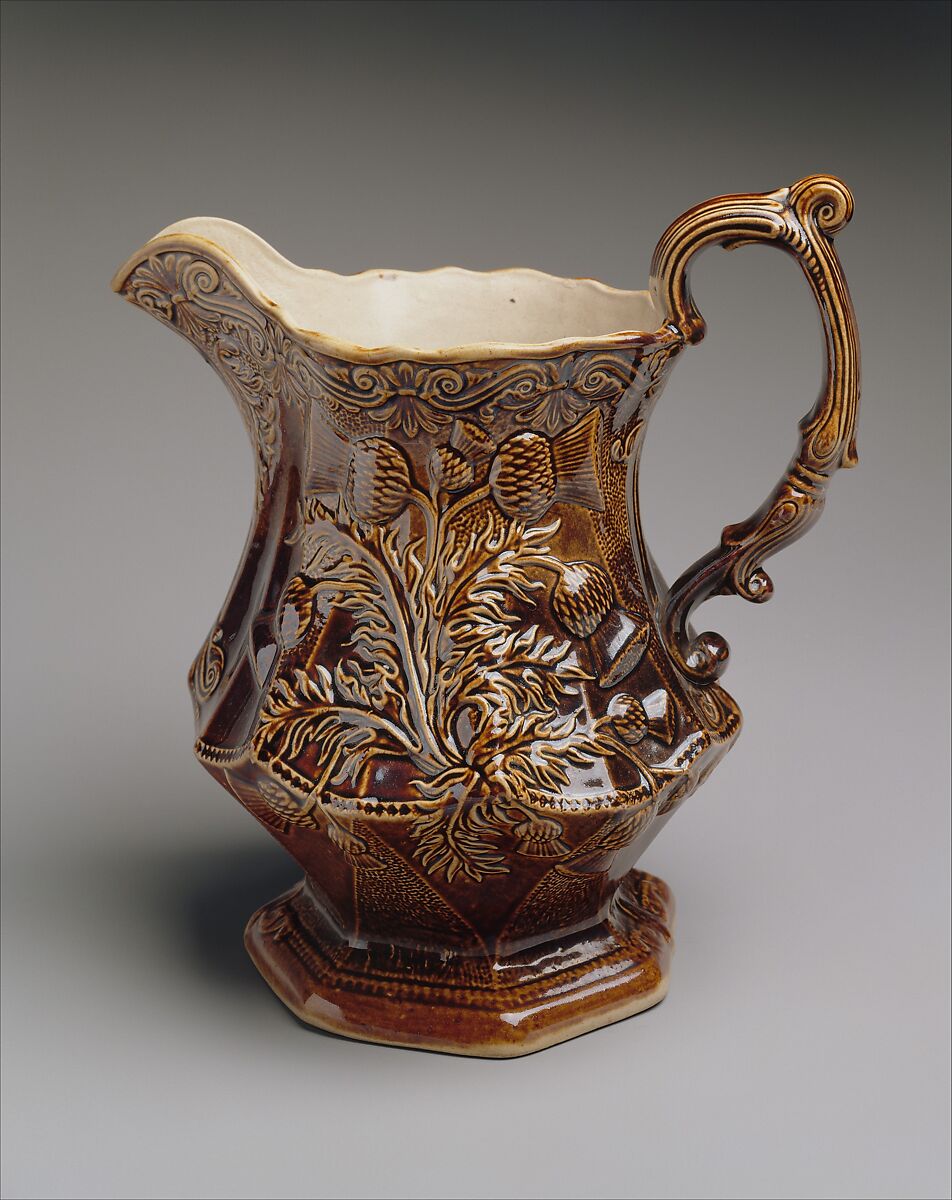 Pitcher, American Pottery Manufacturing Company (1833–ca. 1854), Earthenware, American 