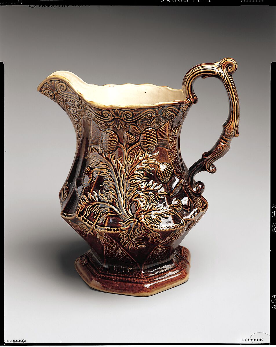 Pitcher, American Pottery Manufacturing Company (American, 1833–ca. 1854), Earthenware, American