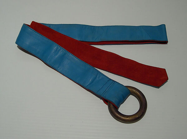 Belt, Giorgio di Sant&#39;Angelo (American, born Italy, 1933–1989), leather,  wood, American 