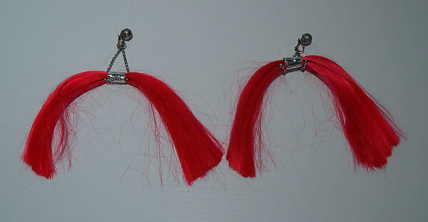 Earrings, Giorgio di Sant'Angelo (American, born Italy, 1933–1989), synthetic fiber, metal, American