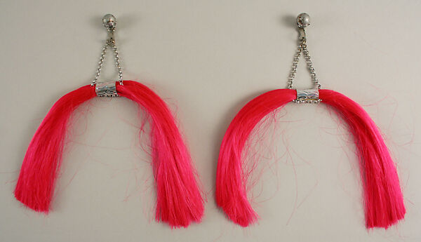 Earrings, Giorgio di Sant&#39;Angelo (American, born Italy, 1933–1989), synthetic fiber, metal, American 