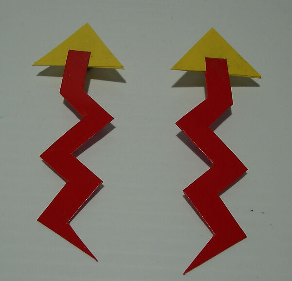 Earrings, Giorgio di Sant&#39;Angelo (American, born Italy, 1933–1989), plastic, metal, American 