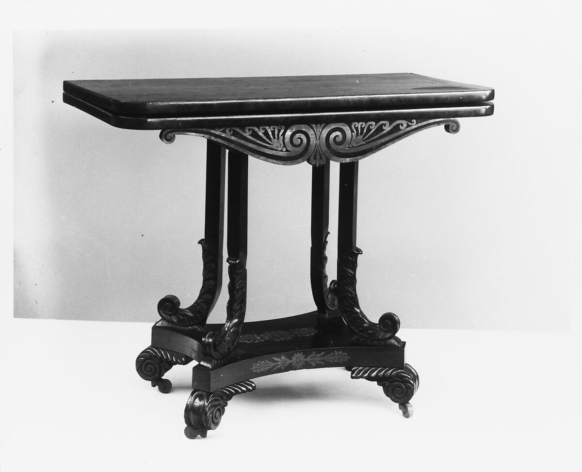 Card Table, Attributed to Anthony G. Quervelle (1789–1856), Mahogany, rosewood, American 