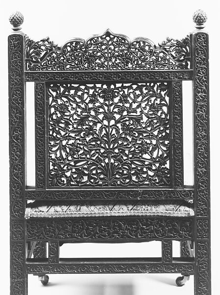 Chair, Designed by Lockwood de Forest (American, New York 1850–1932 Santa Barbara, California), Probably teak; silk embroidery on linen, American