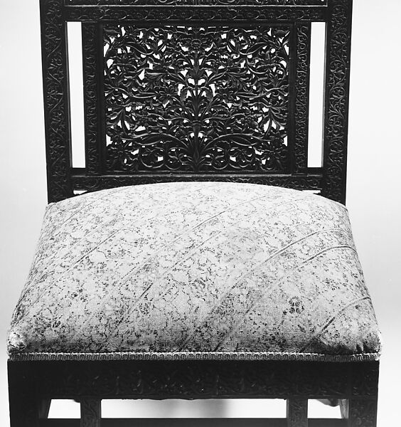 Chair, Designed by Lockwood de Forest (American, New York 1850–1932 Santa Barbara, California), Probably teak; silk embroidery on linen, American