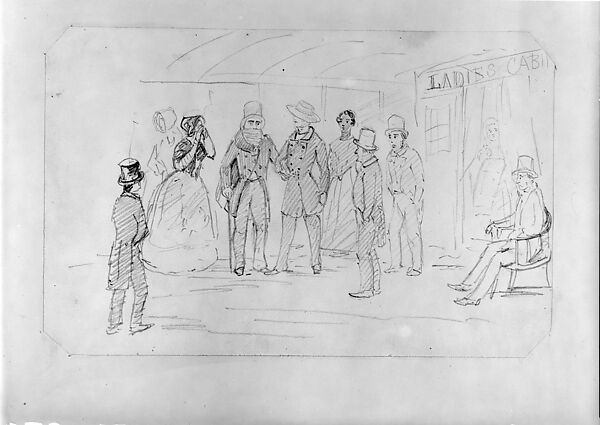 Narrative Scene with an Ailing Man in a Steamboat Interior (from Hosack Album), Graphite on off-white wove paper, American