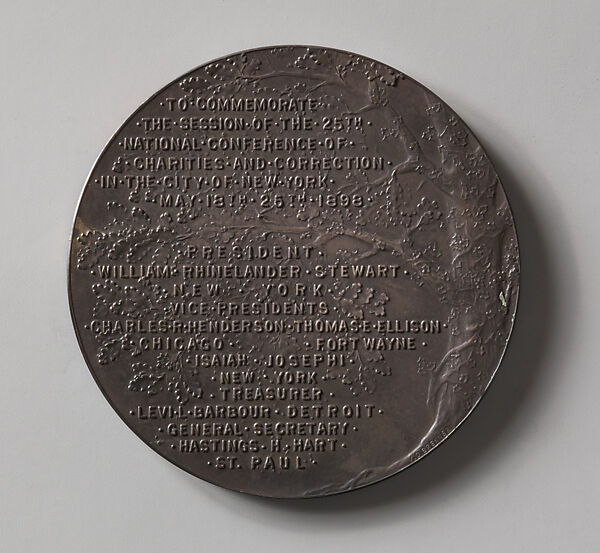 Charities and Correction Medal, Victor David Brenner (American, born Šiauliai, Lithuania (Shavli, Russian Empire) 1871–1924 New York), Silver, American