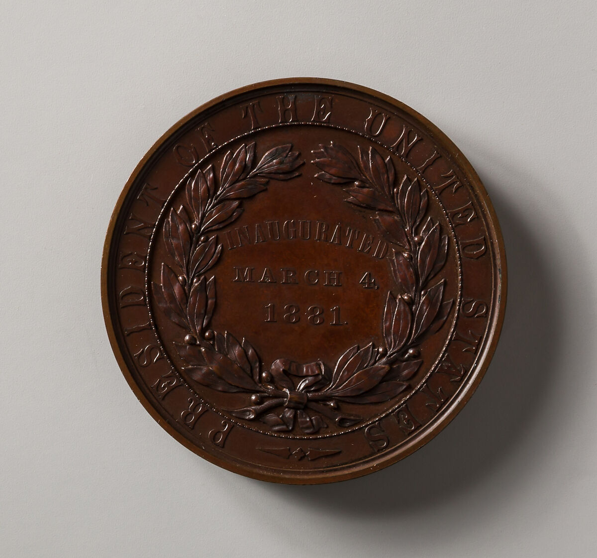 Inauguration Medal of President Garfield, Charles E. Barber (1840–1917), Bronze, American