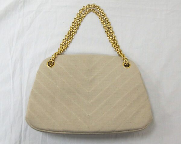 Ensemble, House of Chanel (French, founded 1910), wool, silk, cotton, leather, metal, mother-of-pearl, French