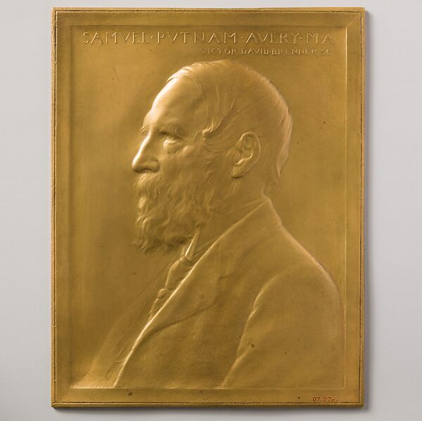 Samuel Putnam Avery, M.A., Victor David Brenner (American, born Šiauliai, Lithuania (Shavli, Russian Empire) 1871–1924 New York), Galvano and gold leaf, American 