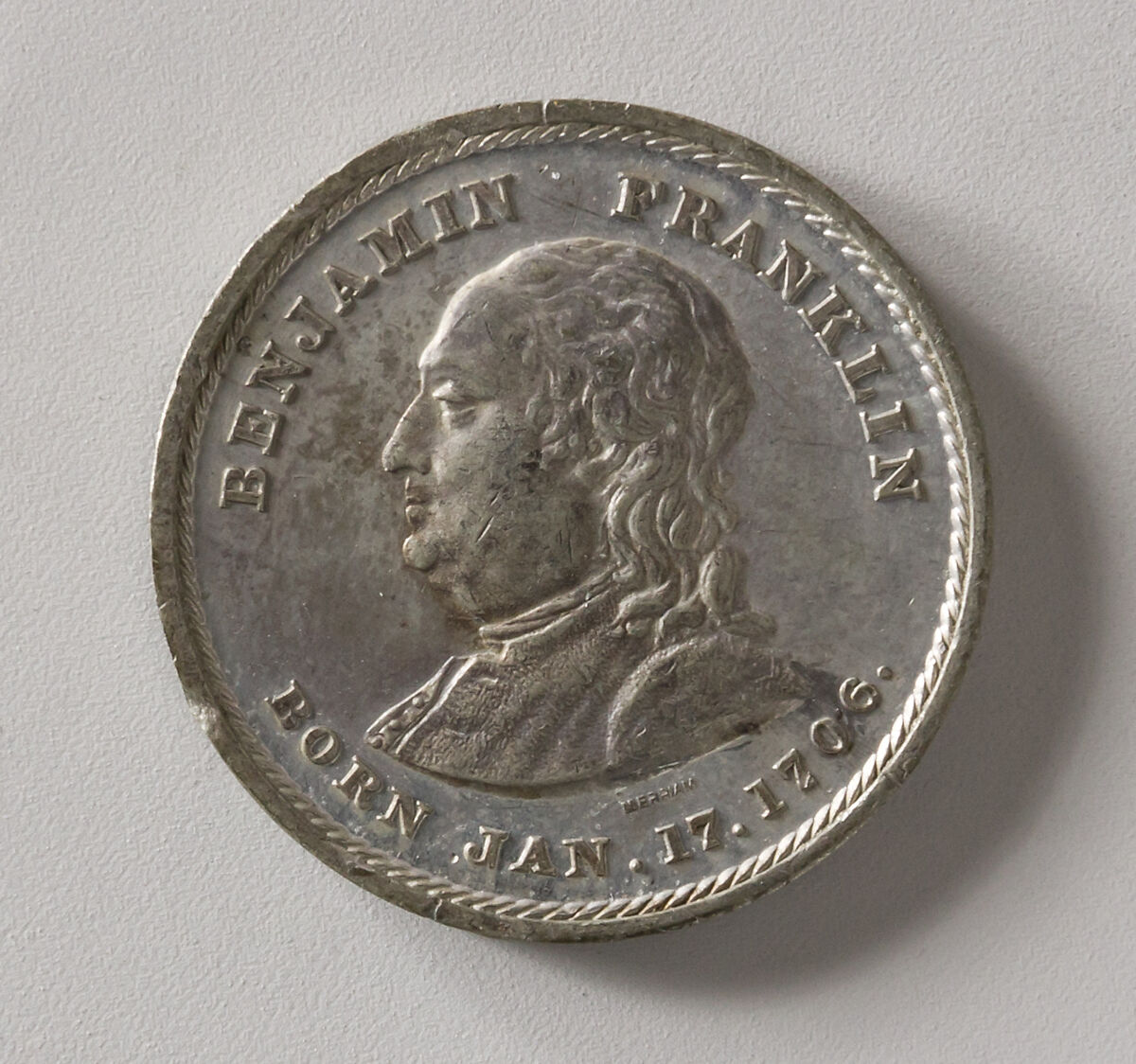 Benjamin Franklin, Joseph H. Merriam, White metal, American 