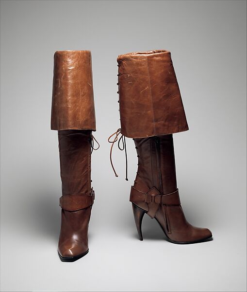 Boots, Alexander McQueen (British, founded 1992), leather, synthetic horn, British 