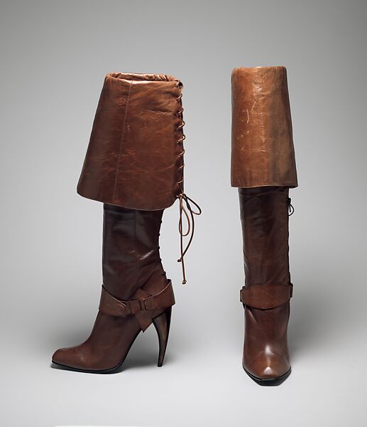 Boots, Alexander McQueen (British, founded 1992), leather, synthetic horn, British