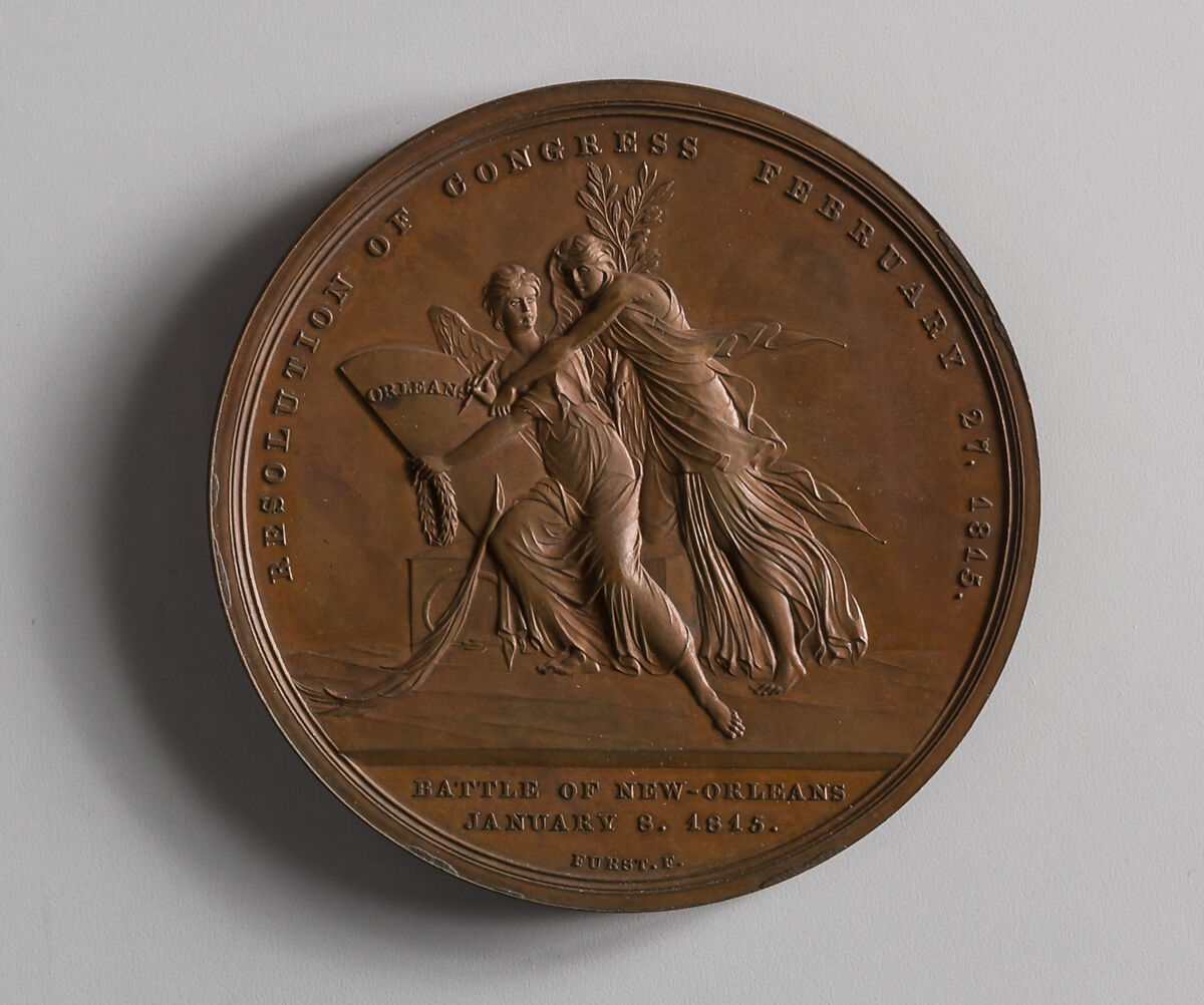 Major General Andrew Jackson and the Battle of New Orleans, January 8, 1815, Moritz Fürst (born 1782, active United States, 1807–ca. 1840), Bronze, American