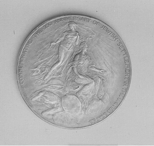 Two Hundred Fiftieth Anniversary of Jewish Settlement in the United States, Isidore Konti (Hungarian, Vienna 1862–1938 Yonkers, New York), Bronze, American