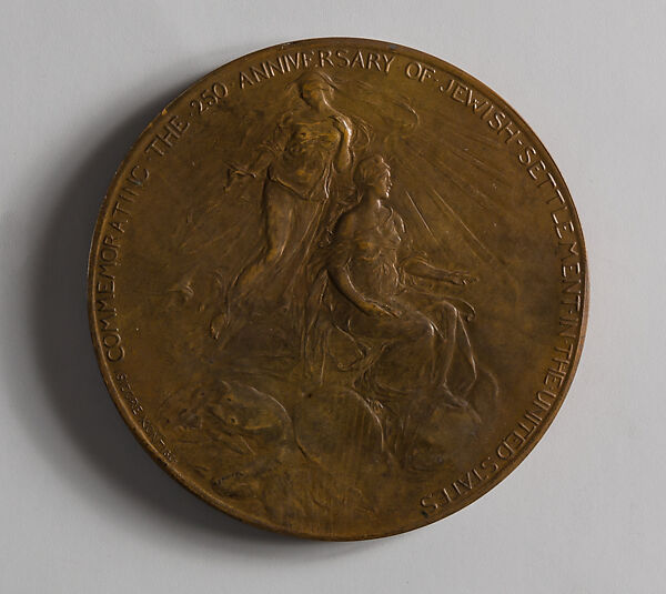 Two Hundred Fiftieth Anniversary of Jewish Settlement in the United States, Isidore Konti (Hungarian, Vienna 1862–1938 Yonkers, New York), Bronze, American