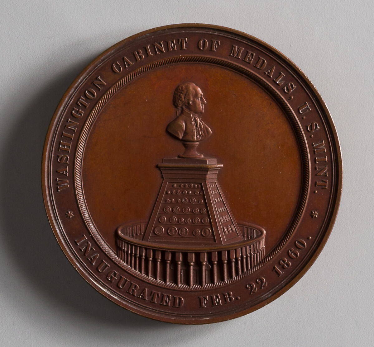 Inauguration of the Washington Cabinet of Medals, Anthony Paquet (1814–1882), Bronze, American