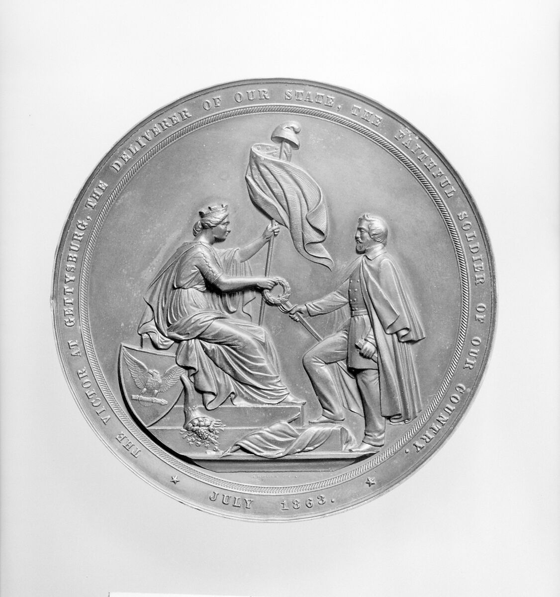 The Union League of Philadelphia to General George L. Meade, Anthony Paquet (1814–1882), Bronze, American