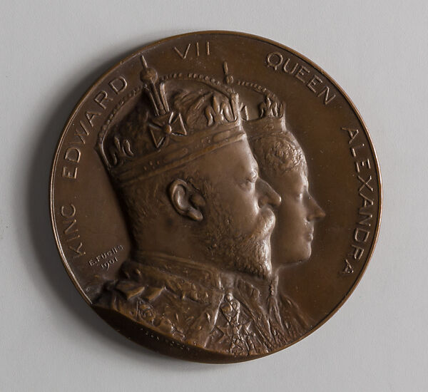Coronation Medal of King Edward VII and Queen Alexandra, Emil Fuchs (American, Vienna 1866–1929 New York), Bronze, American 