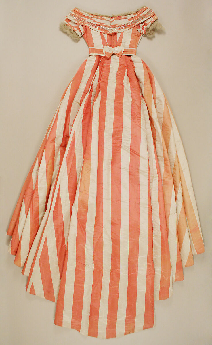 Evening dress, silk (probably), glass, British