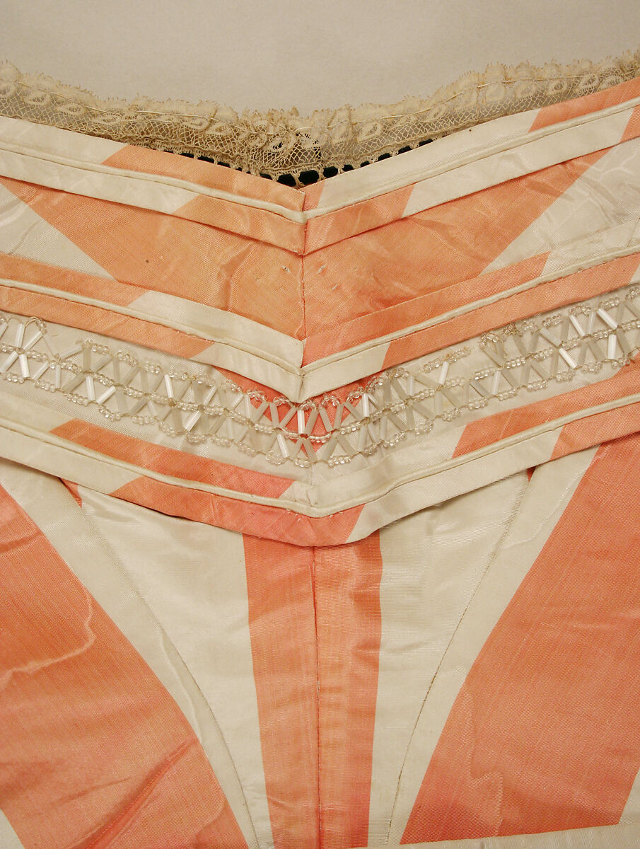 Evening dress, silk (probably), glass, British