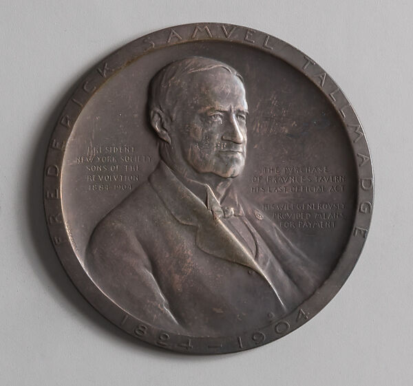 Frederick Samuel Tallmadge Medal for the New York Society of the Sons of the Revolution, Victor David Brenner (American, born Šiauliai, Lithuania (Shavli, Russian Empire) 1871–1924 New York), Copper and silver, American 