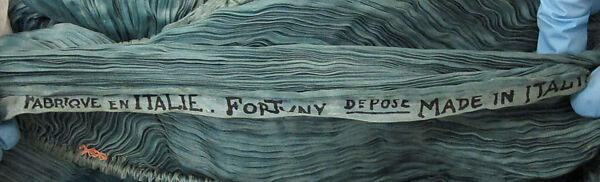 "Delphos", Fortuny (Italian, founded 1906), silk, glass, metal, Italian