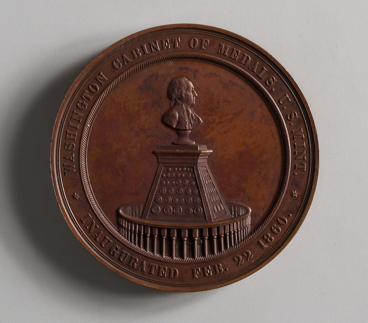 Inauguration of the Washington Cabinet of Medals, Anthony Paquet (1814–1882), Bronze, American