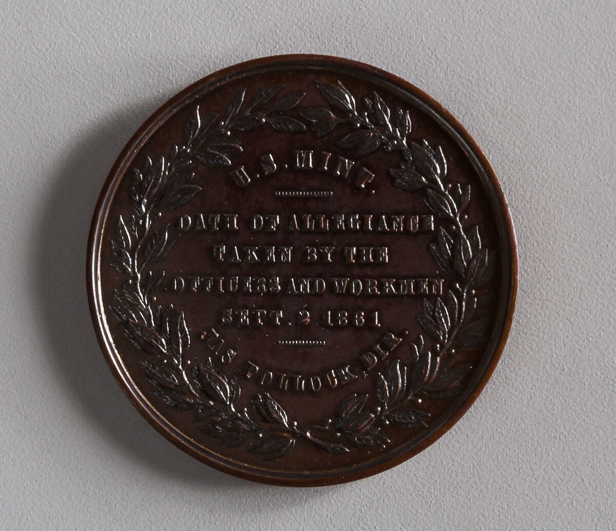 U.S. Mint Oath of Allegiance, Anthony Paquet (1814–1882), Bronze, American