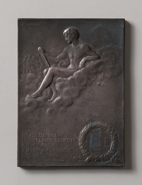 Commemorating the Dedication of the Engineering Societies' New Building, Victor David Brenner (American, born Šiauliai, Lithuania (Shavli, Russian Empire) 1871–1924 New York), Copper and silver, American 
