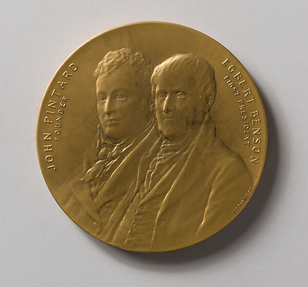 Centenary of the New York Historical Society, Victor David Brenner (American, born Šiauliai, Lithuania (Shavli, Russian Empire) 1871–1924 New York), Bronze and gold leaf, American 