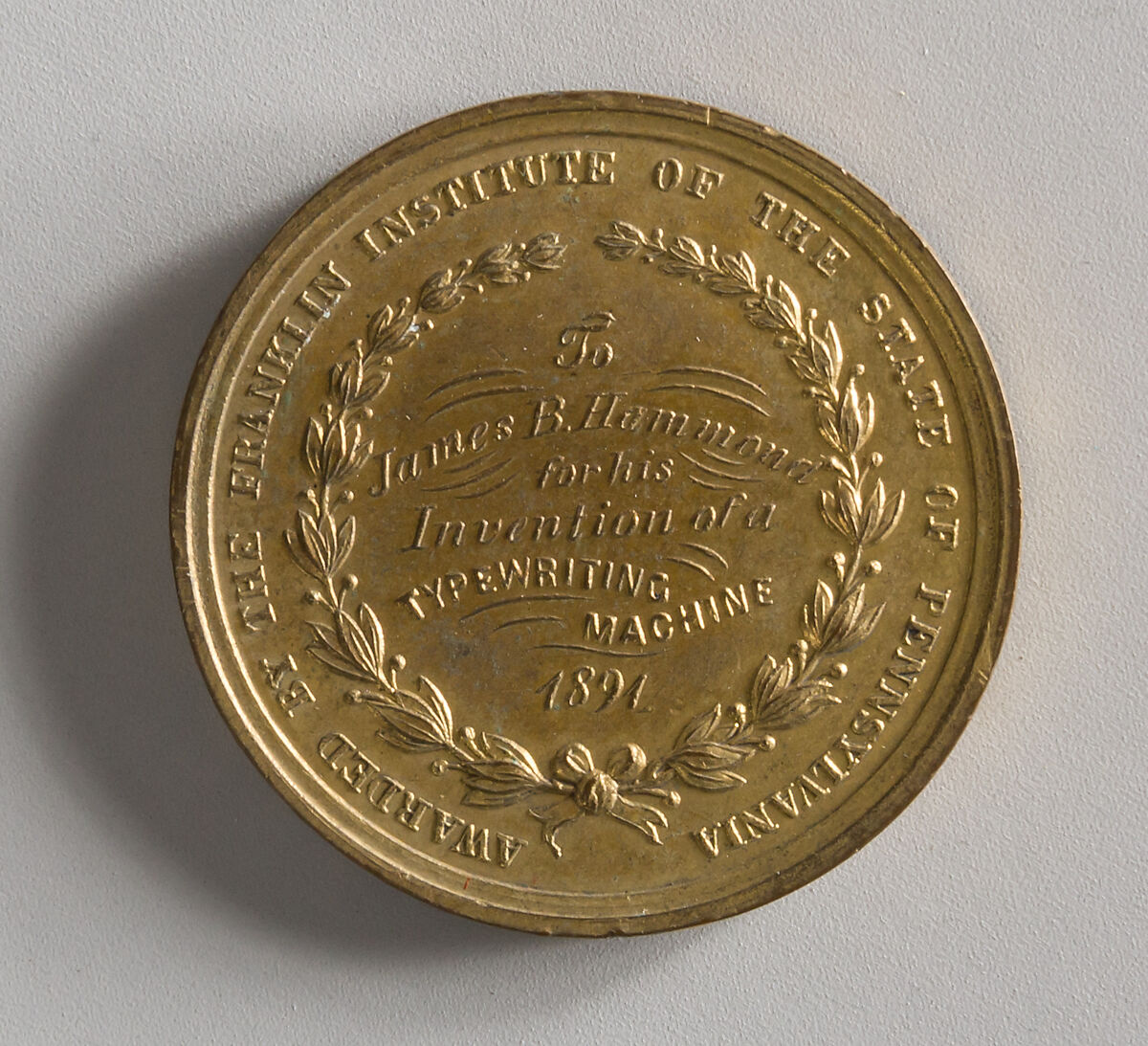 The Elliot Cresson Medal, Bronze and gold leaf, American