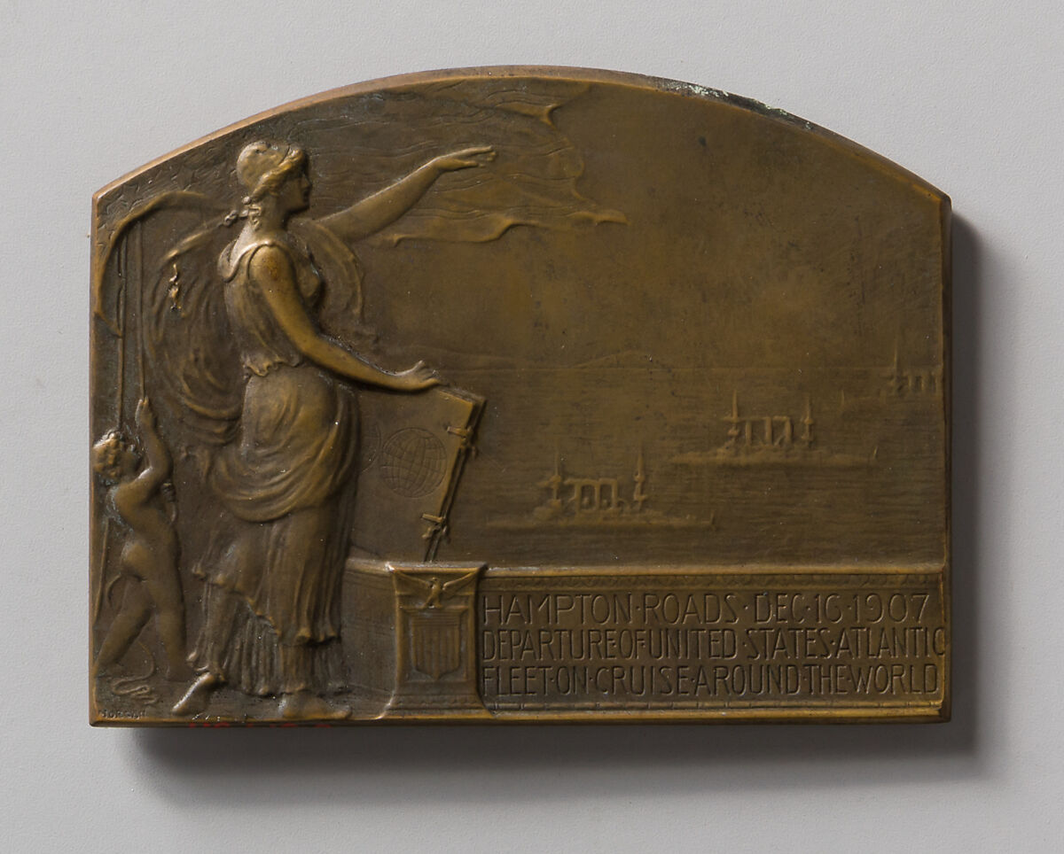 Departure of U.S. Fleet on Cruise around the World, Charles E. Barber (1840–1917), Bronze, American