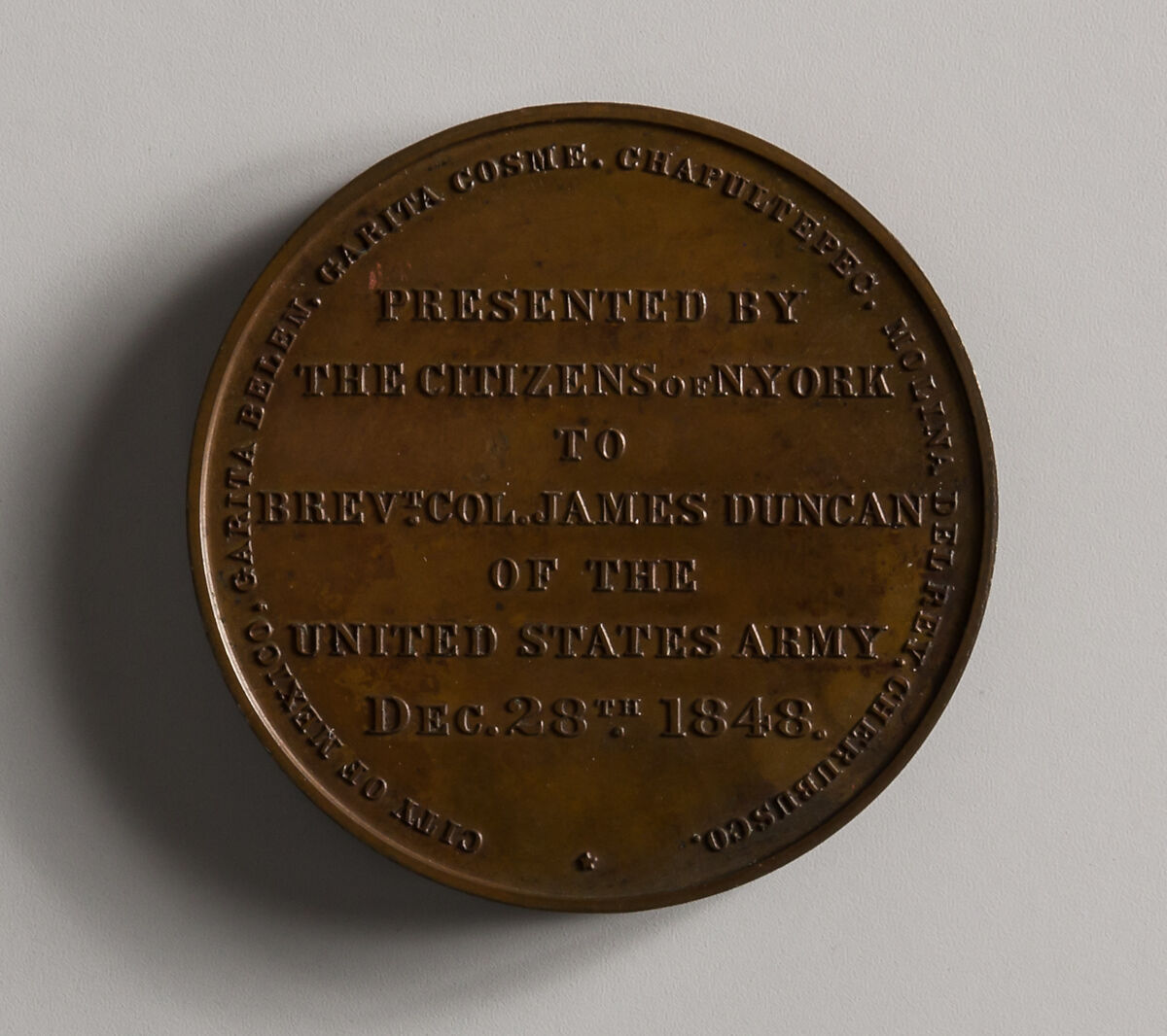 New York City to Col. James Duncan, Charles Cushing Wright, Bronze, American