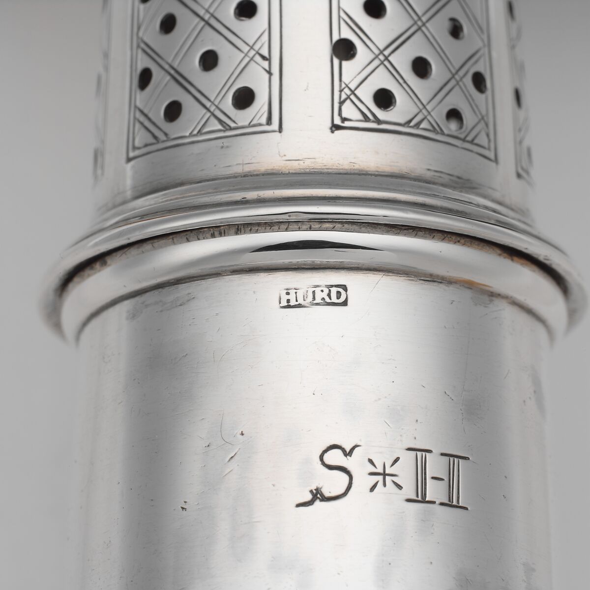 Caster, Jacob Hurd (American, Boston, Massachusetts 1702/3–1758 Boston, Massachusetts), Silver, American