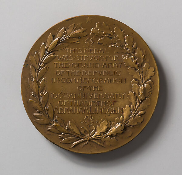 G. A. R. Memorial of Lincoln Centenary, Bronze, American