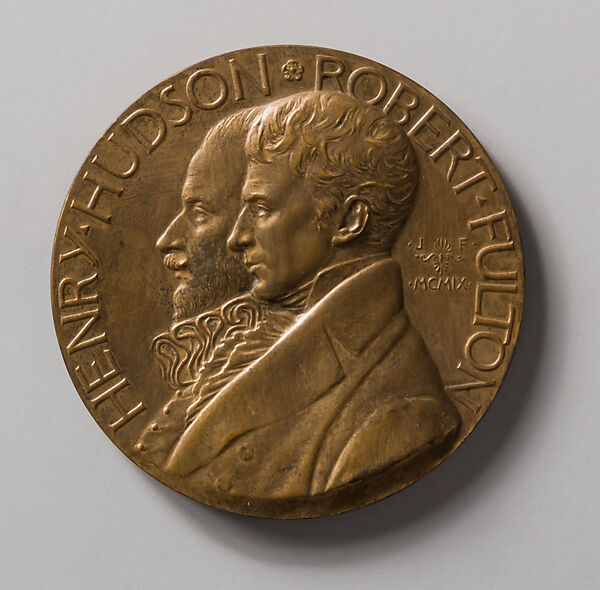 Commemorative Medal, The Hudson-Fulton Celebration, New York, John Flanagan (American, Newark, New Jersey 1865–1952 New York), Bronze, American 