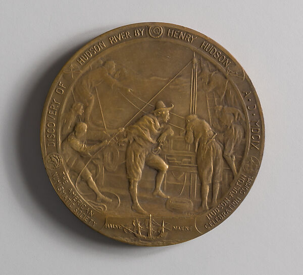 Official Commemorative Medal, The Hudson-Fulton Celebration, New York, Emil Fuchs (American, Vienna 1866–1929 New York), Bronze, American 
